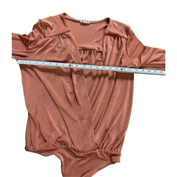Free People Turnt Long Sleeve Bodysuit in Ginger Spice Sz M - Picture 7 of 8
